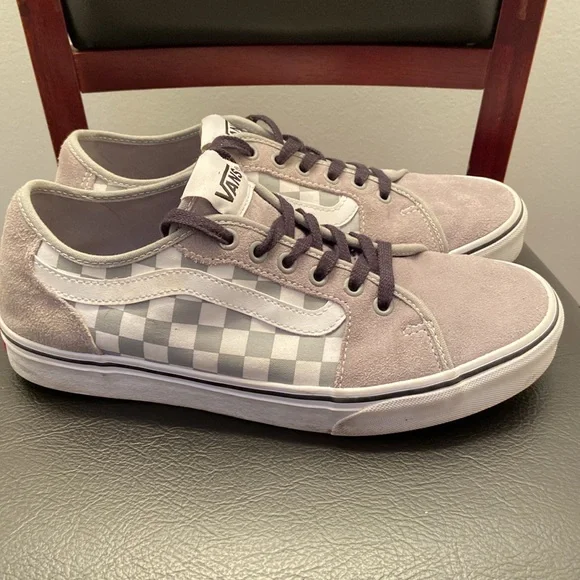 Vans Old Skool Checkerboard Sneakers Men’s Size 9 Women's Size 10.5 Gray - Picture 3 of 5